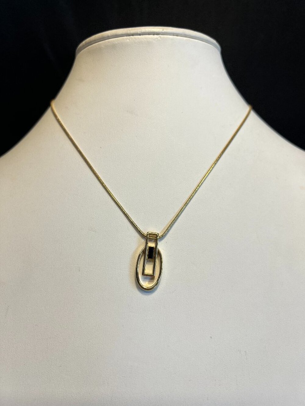 Lia Sophia Goldtone Pendant Necklace, Black Crystal Accent, Vintage